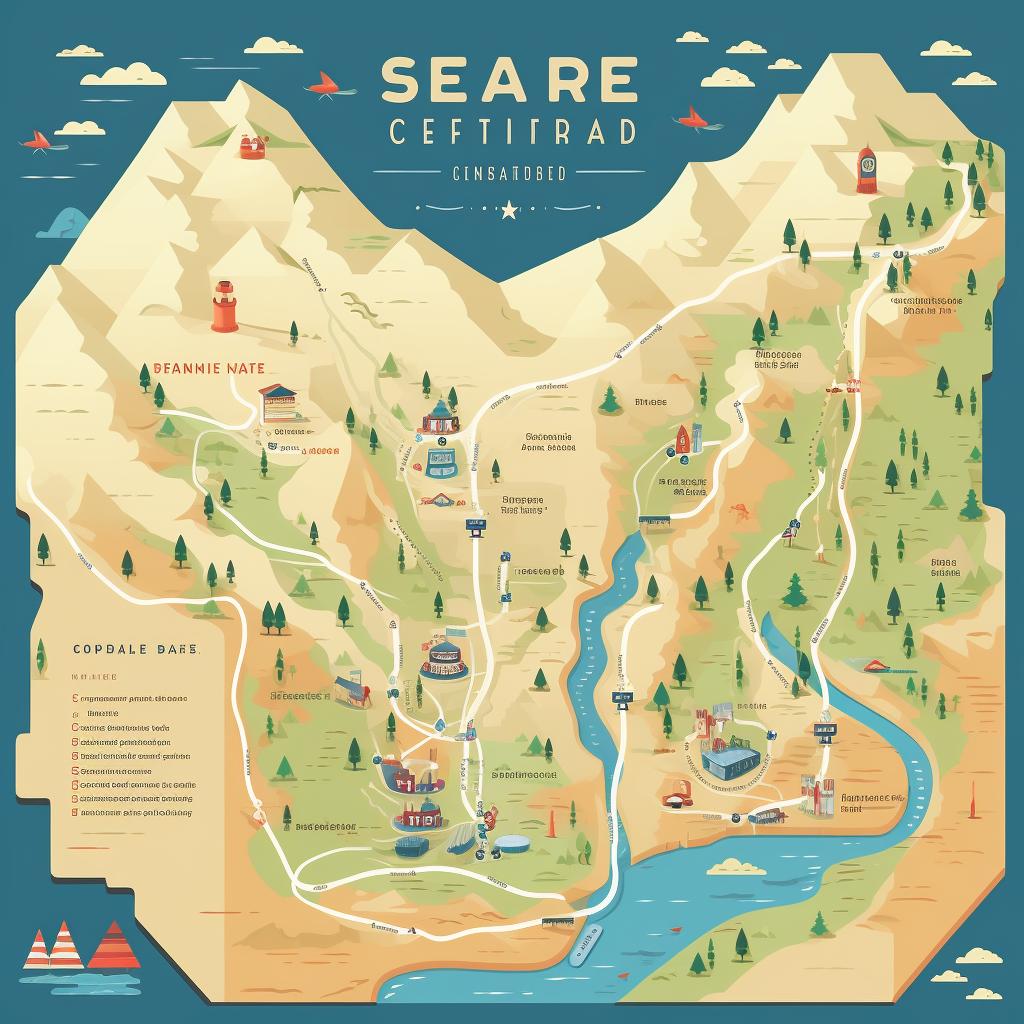 A map of Cedar Breaks National Monument with marked hiking trails