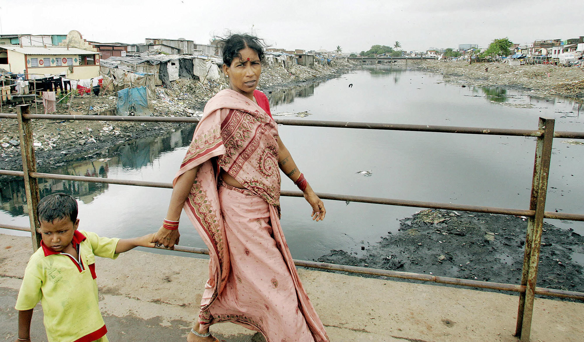 Polluted river in an Indian tourist spot