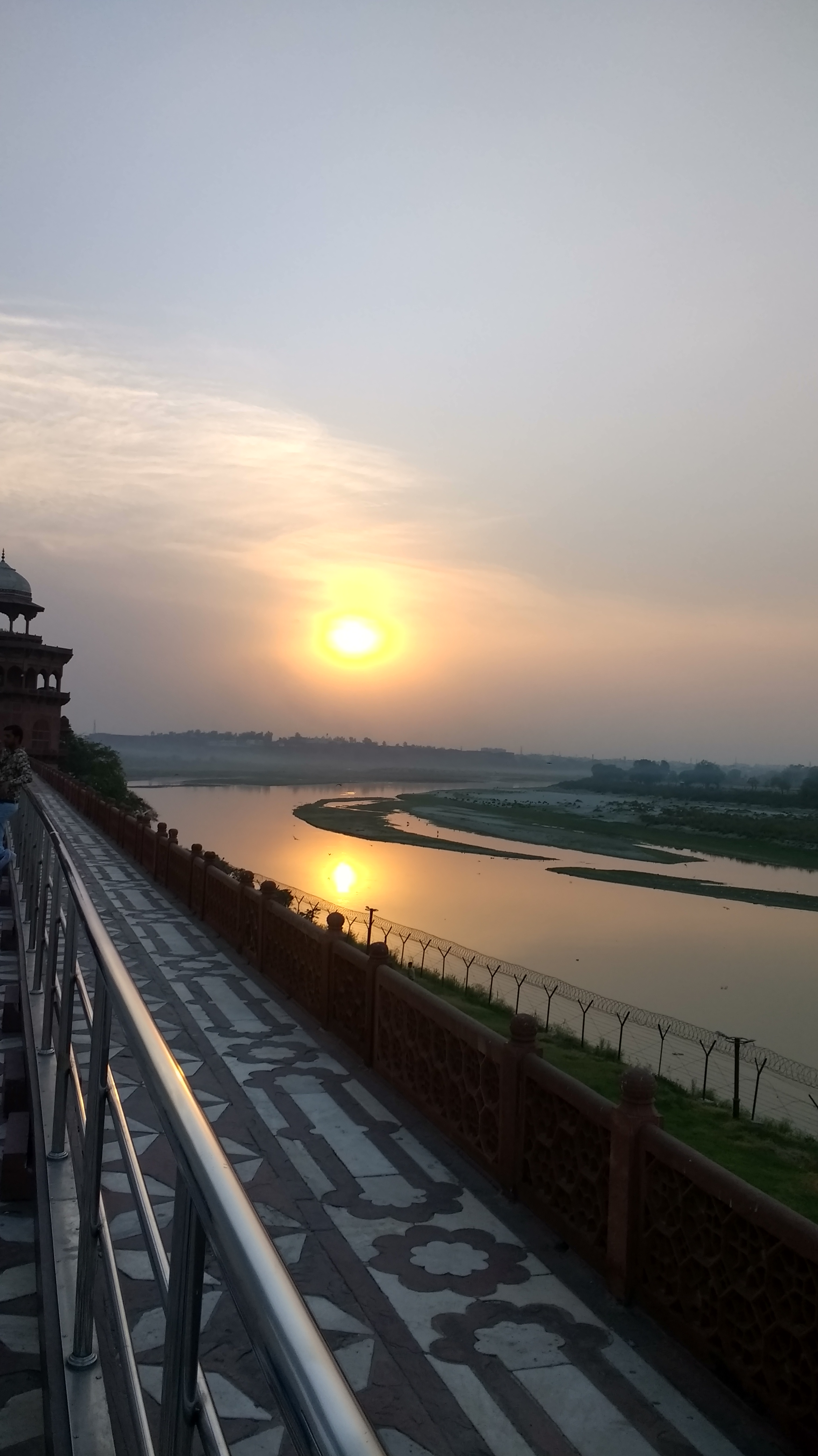 Sunrise view of Taj Mahal from Yamuna river